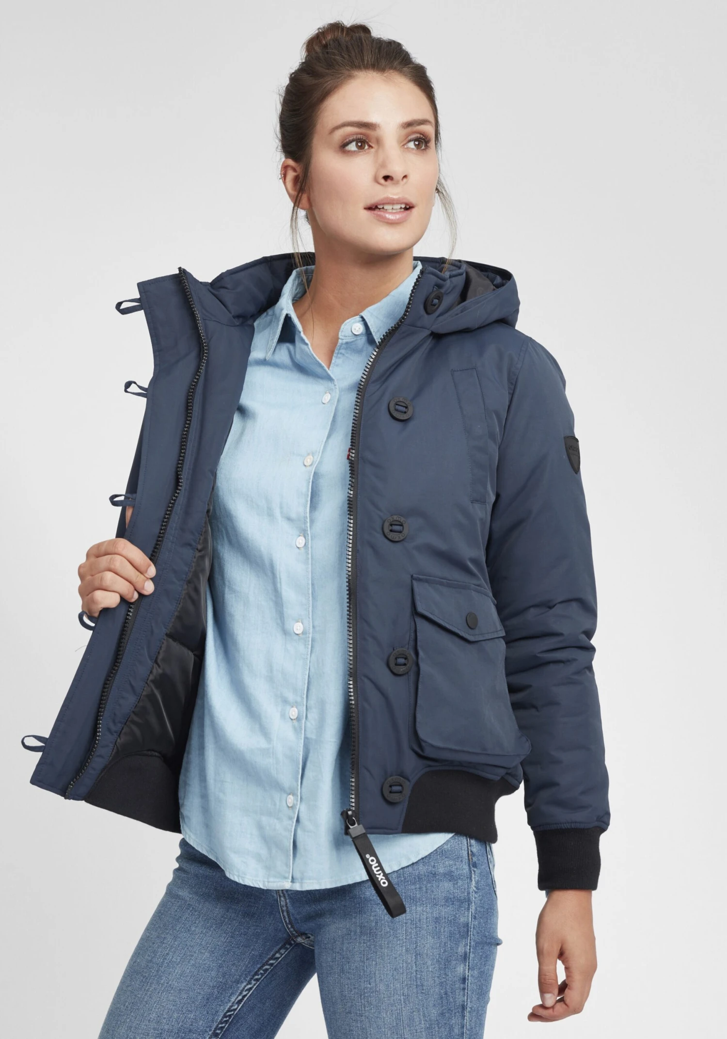 OXMO Winterjassen Winterjas Acila Dames Blauw - Afbeelding 5