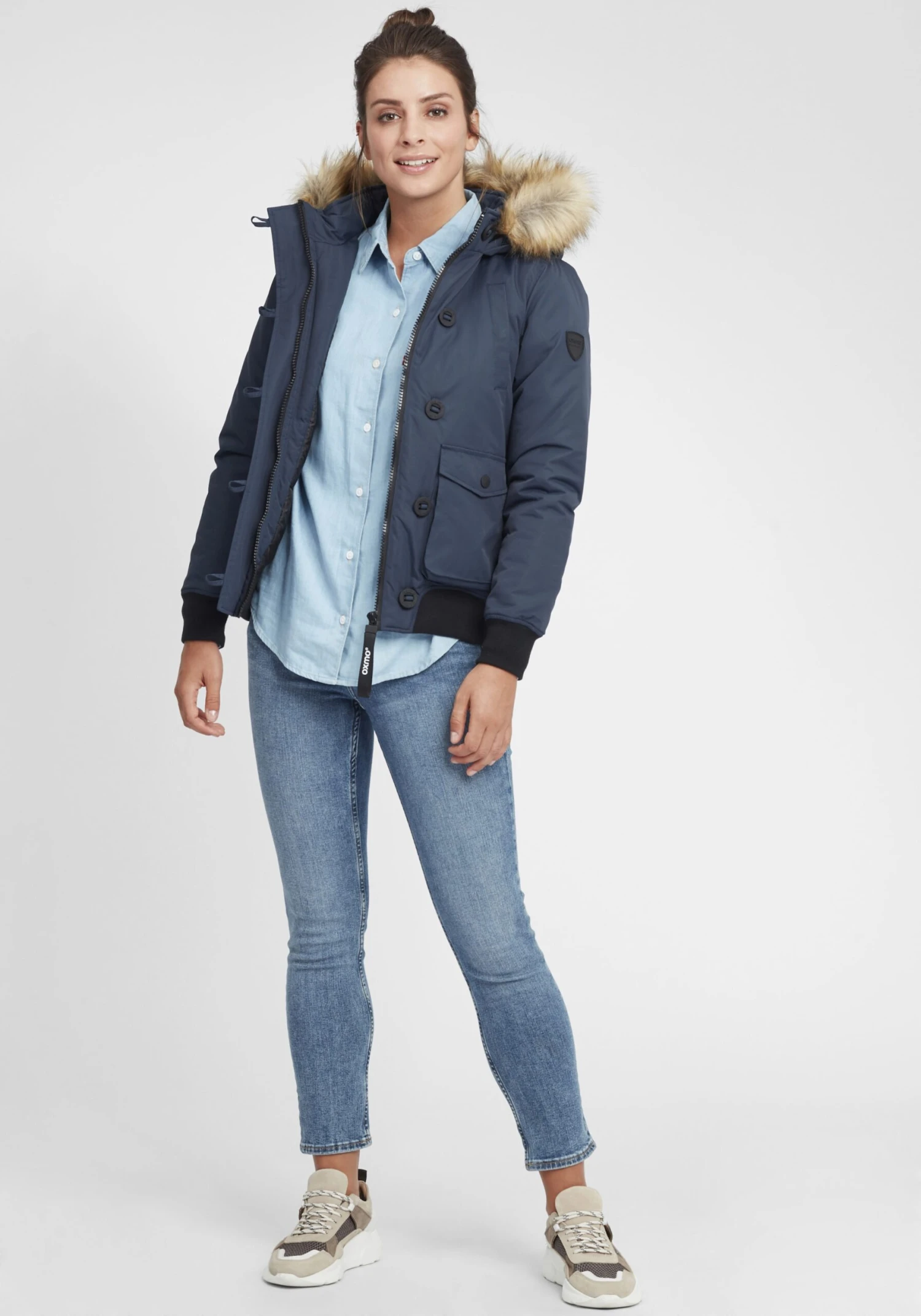 OXMO Winterjassen Winterjas Acila Dames Blauw - Afbeelding 3