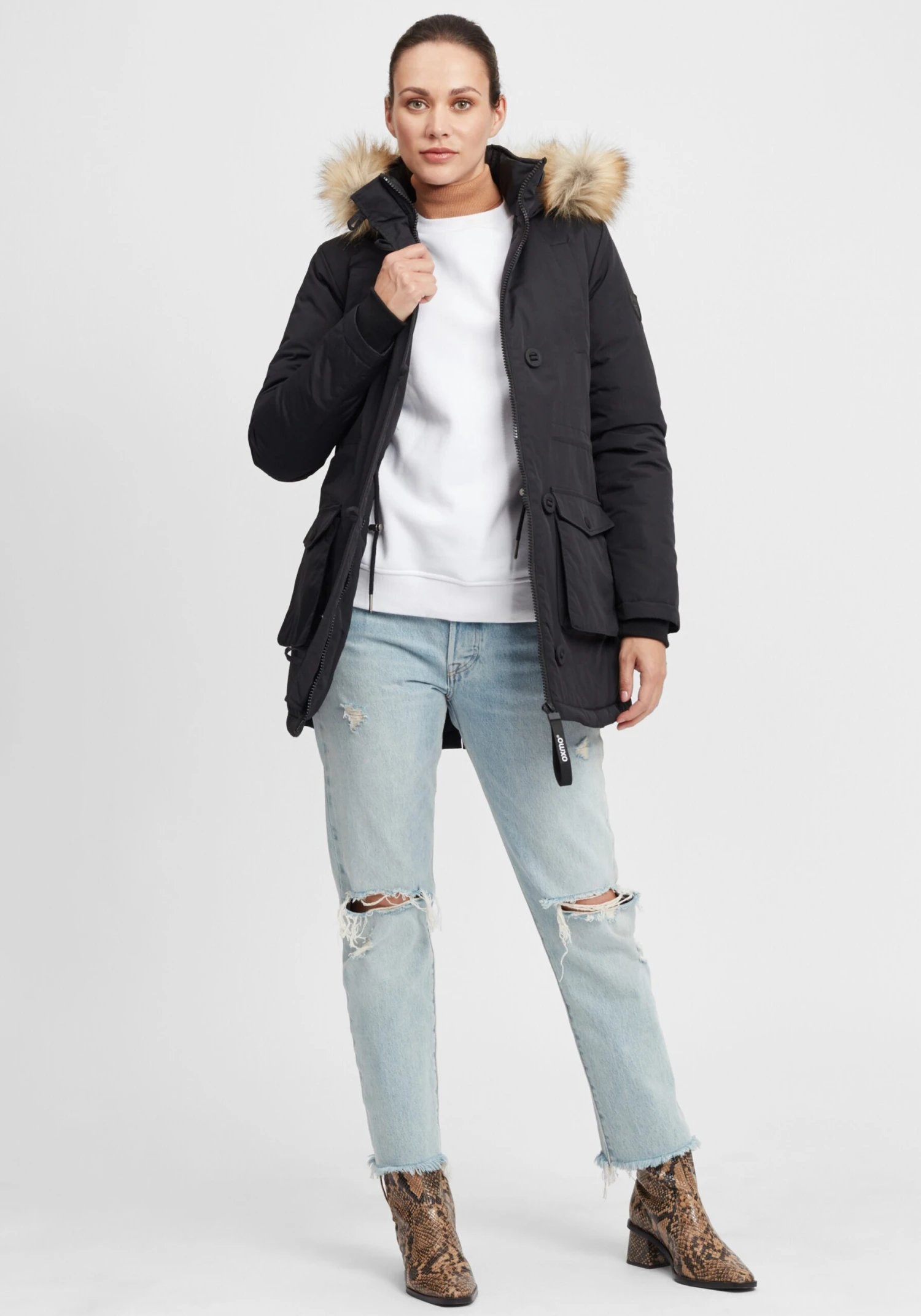 OXMO Parkas Winterparka Acta Dames Zwart - Afbeelding 3