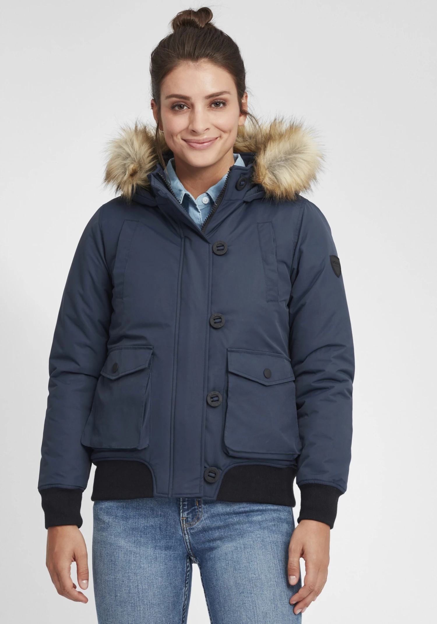 OXMO Winterjassen Winterjas Acila Dames Blauw - Afbeelding 2