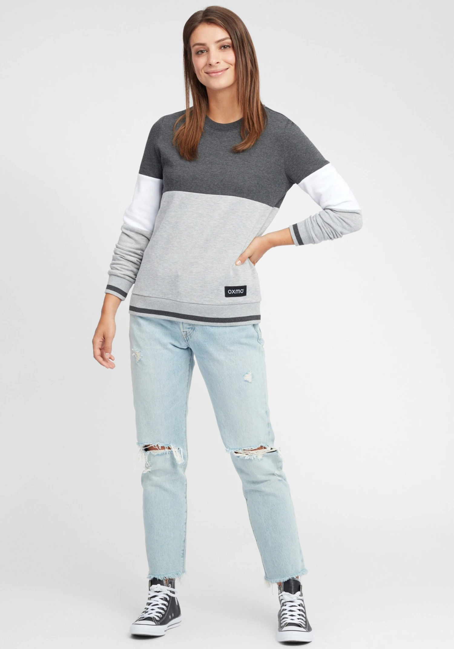 OXMO Sweatshirts Sweatshirt Omaya Dames Grijs - Afbeelding 3
