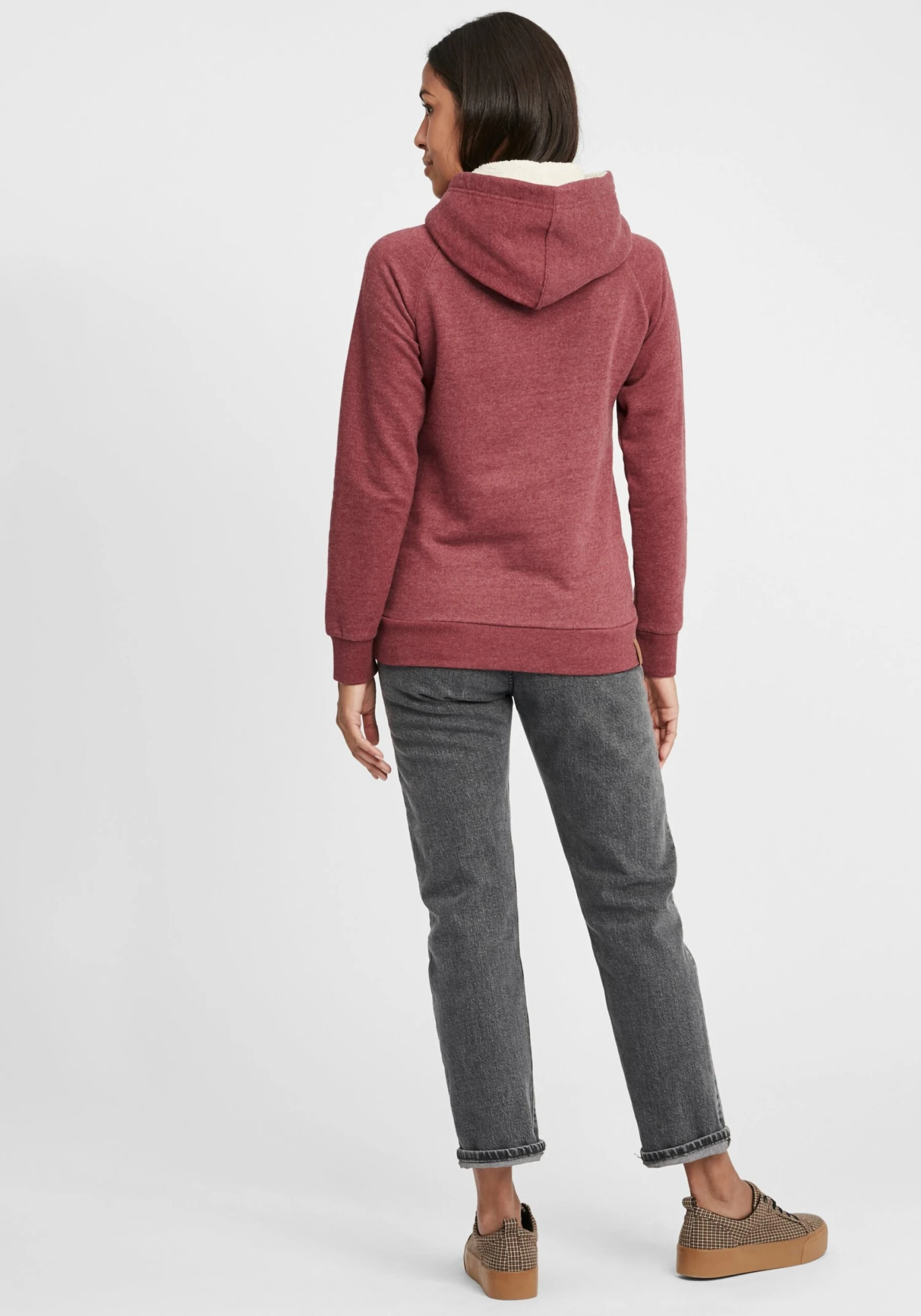 OXMO Hoodies Sweatshirt Julia Pile Dames Rood / Bordeaux - Afbeelding 4